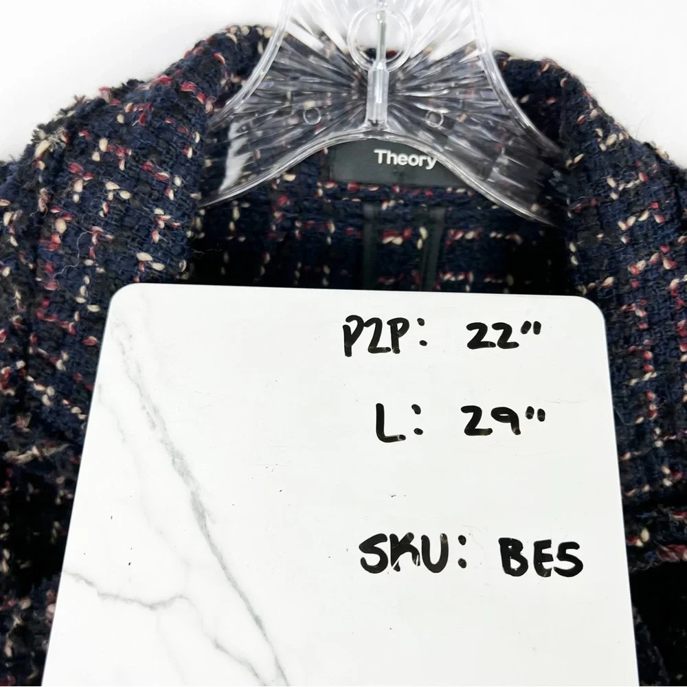 Theory tweed wool blend open front jacket size S - Picture 9 of 12